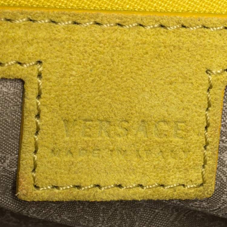 Pre Owned Versace Yellow Leather Top Handle Bag