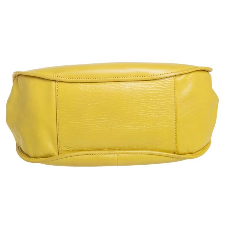 Pre Owned Versace Yellow Leather Top Handle Bag
