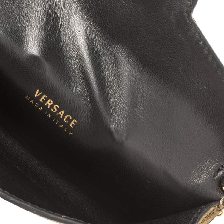 Pre Owned Versace Metallic Gold Leather Medusa Wallet on Chain