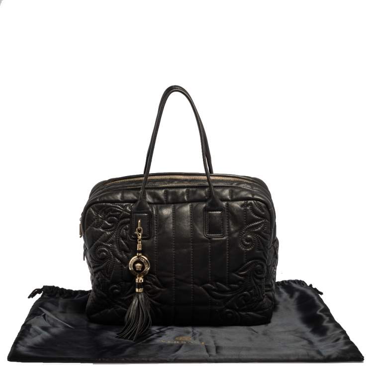 Pre Owned Versace Black Demetra Vanitas Satchel
