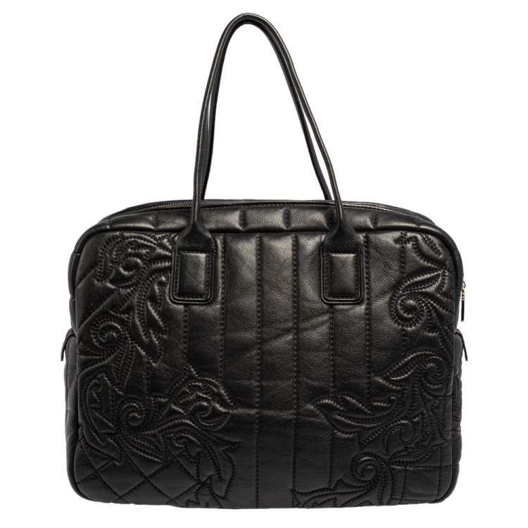 Pre Owned Versace Black Demetra Vanitas Satchel