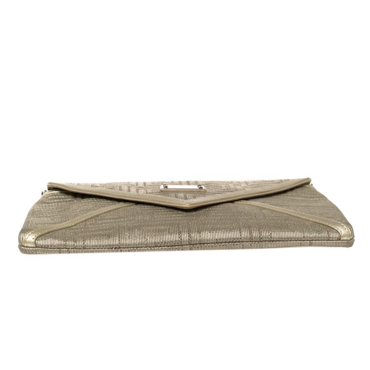 Pre Owned Versace Chain Gold Fabric Gianni Couture Envelope Chain Clutch