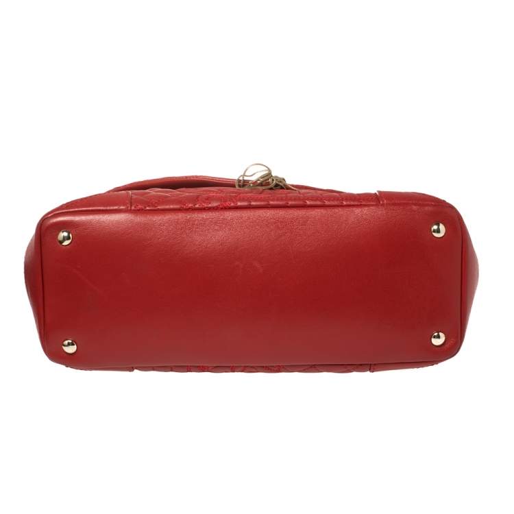 Pre Owned Versace Red Quilted Leather Altea Barocco Vanitas Top Handle Bag 