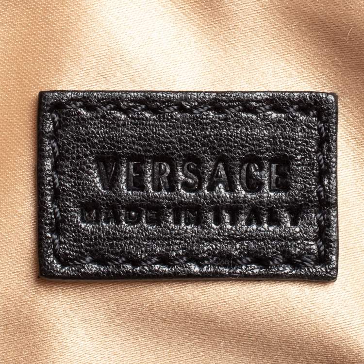 Pre Owned Versace Black Quilted Patent and Leather Flap Shoulder Bag