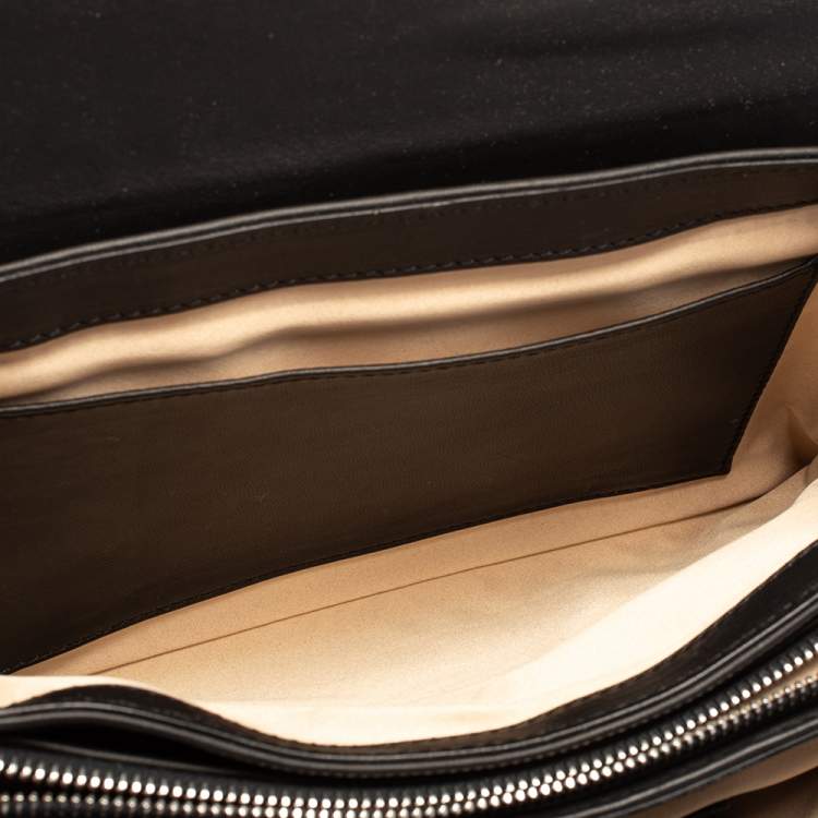 Pre Owned Versace Black Quilted Patent and Leather Flap Shoulder Bag