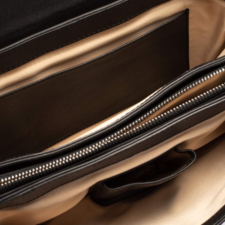 Pre Owned Versace Black Quilted Patent and Leather Flap Shoulder Bag