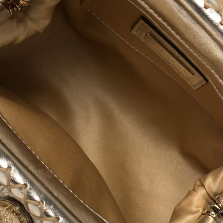 مملوكة مسبقًا Versace Gold Quilted Leather Mini Madonna Frame Bag