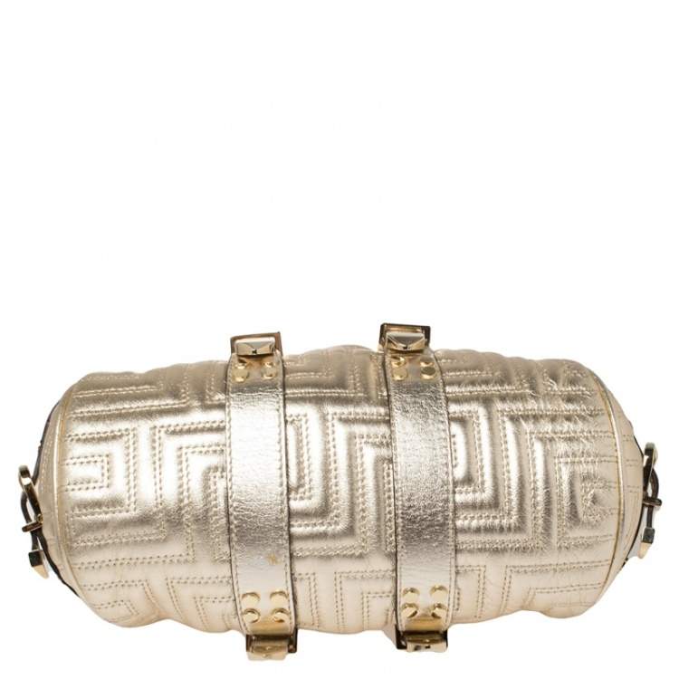 مملوكة مسبقًا Versace Gold Quilted Leather Mini Madonna Frame Bag