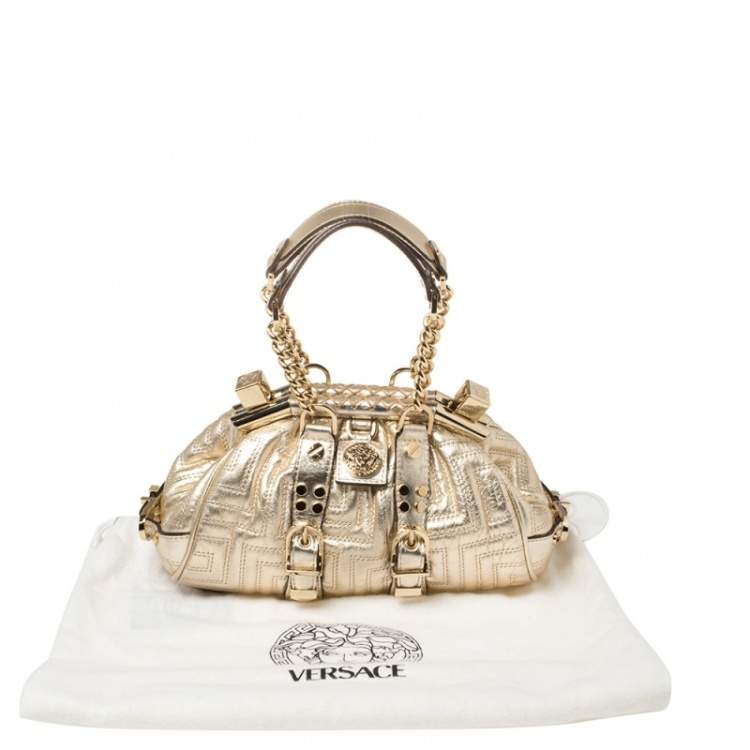 مملوكة مسبقًا Versace Gold Quilted Leather Mini Madonna Frame Bag