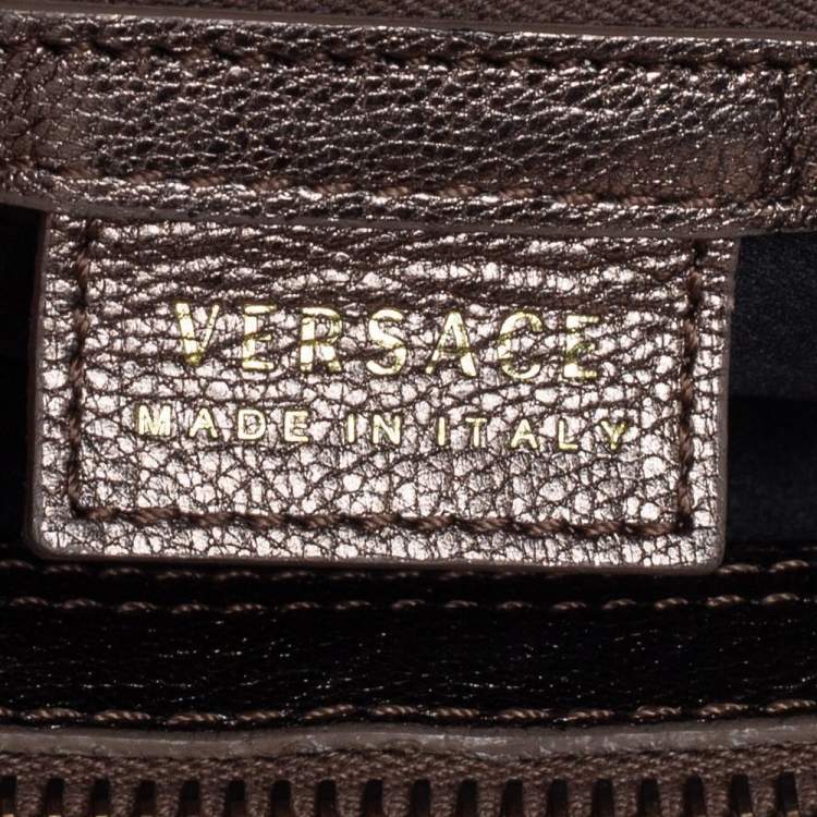 Pre Owned Versace Metallic Embossed Leather Icon Flap Chain Clutch