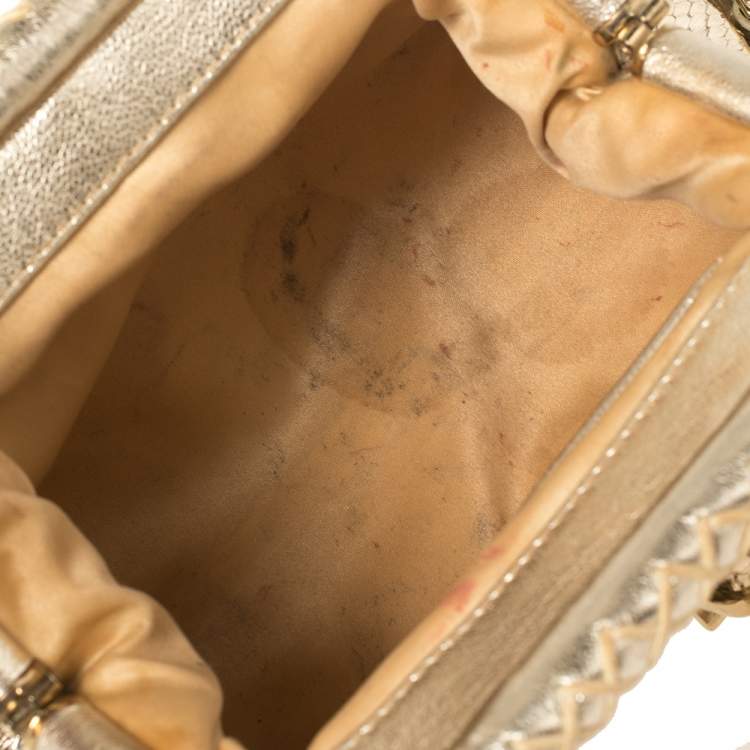 Pre Owned Versace Metallic Gold Python Medusa Satchel