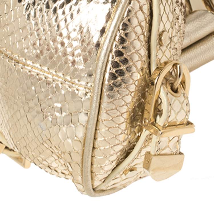 Pre Owned Versace Metallic Gold Python Medusa Satchel