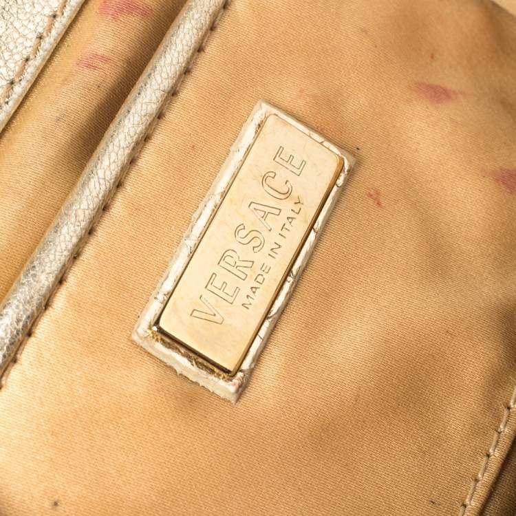 Pre Owned Versace Metallic Gold Python Medusa Satchel