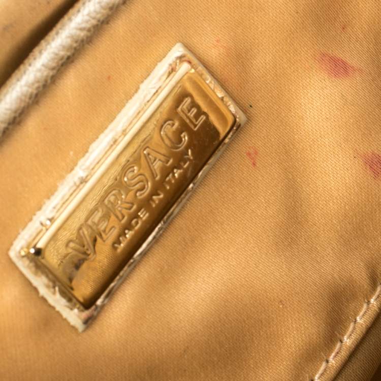 Pre Owned Versace Metallic Gold Python Medusa Satchel
