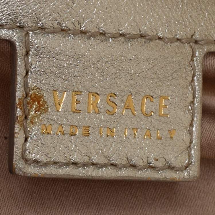 مملوكة مسبقًا Versace Gold Perforated Leather Tassel Shoulder Bag