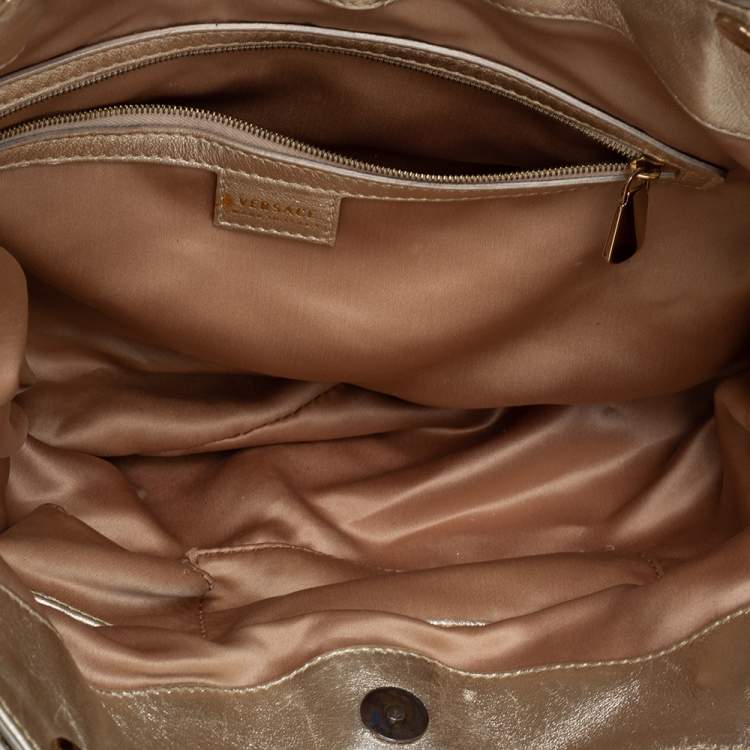 مملوكة مسبقًا Versace Gold Perforated Leather Tassel Shoulder Bag