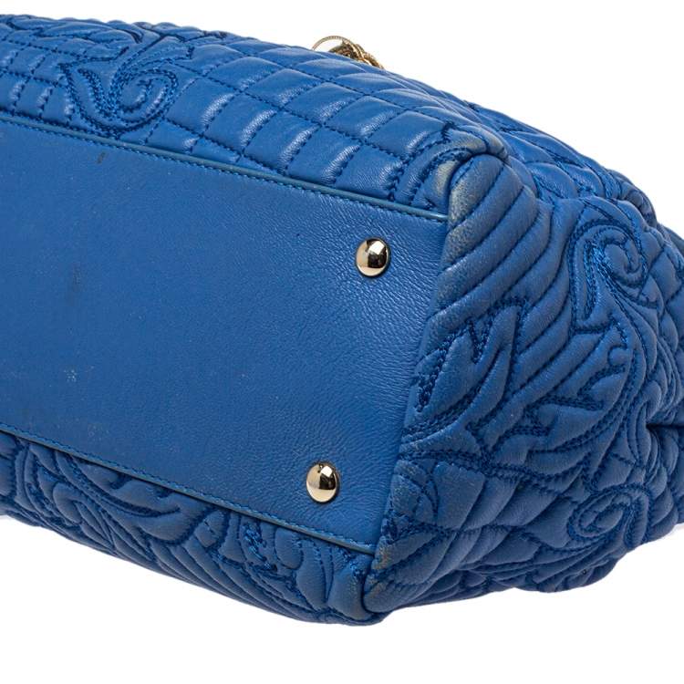 مملوكة مسبقًا Versace Blue Embossed Leather Talia Vanitas Shoulder Bag
