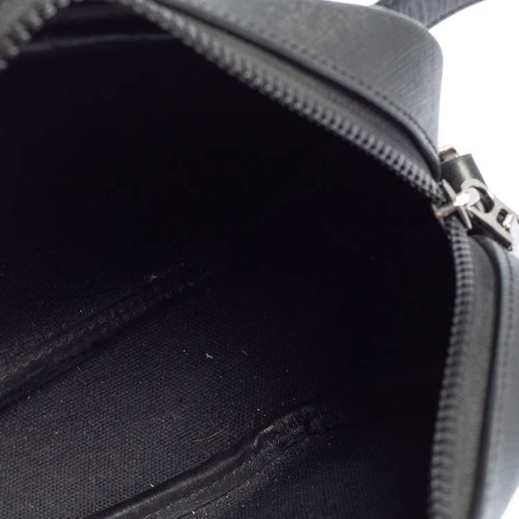 Pre Owned Versace Black Leather Medusa Crossbody Bag 