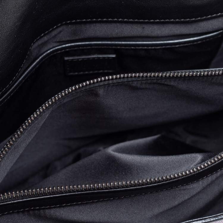 Pre Owned Versace Black/Metallic Purple Python, Leather and Suede Trim Medusa Chain Flap Shoulder Bag