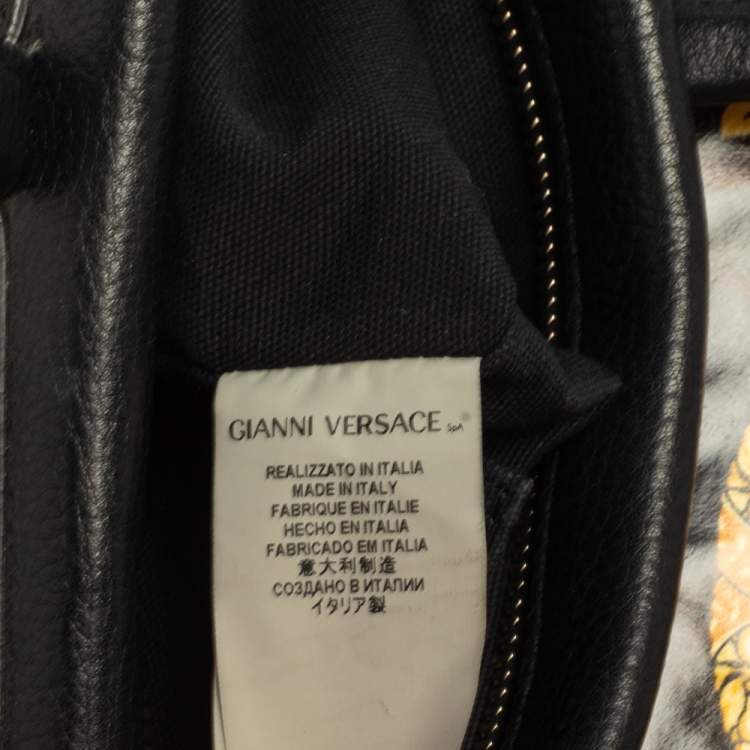 Pre Owned Versace Black/Gold Barroco Print Coated Canvas and Leather Medusa Icon Boston Bag