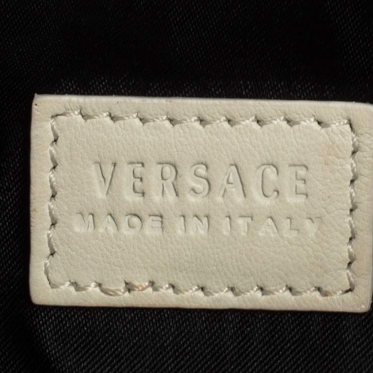 Pre Owned Versace White Leather Medusa Flap Shoulder Bag