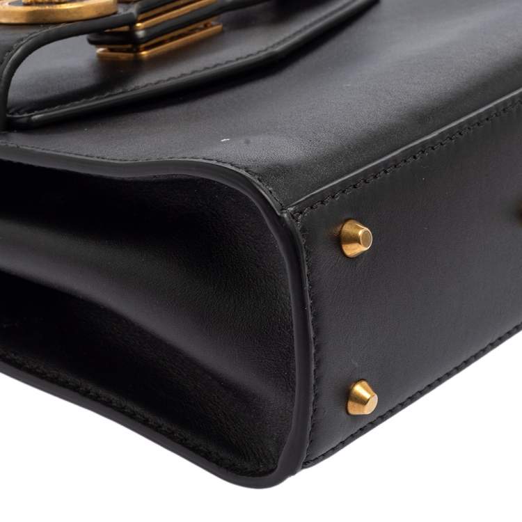 Pre Owned Versace Black Leather Small Icon Top Handle Bag