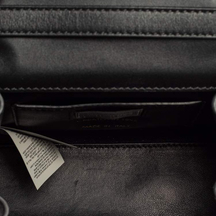 Pre Owned Versace Black Leather Small Icon Top Handle Bag