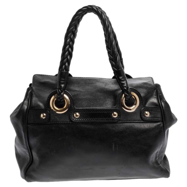 Pre Owned Versace Black Leather Satchel