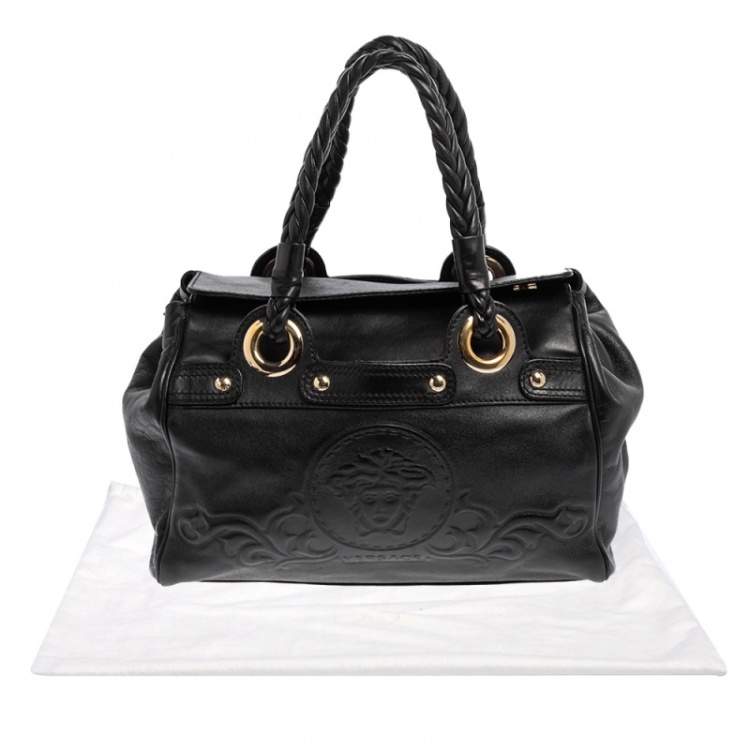 Pre Owned Versace Black Leather Satchel