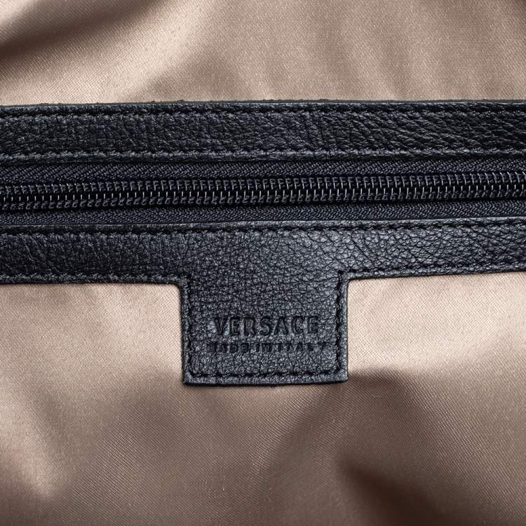 Pre Owned Versace Black Patent Leather Perforated Medusa Shopper Tote