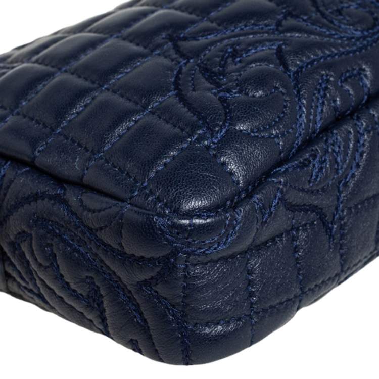 مملوكة مسبقًا Versace Blue Leather Embroidered Vanitas Shoulder bag