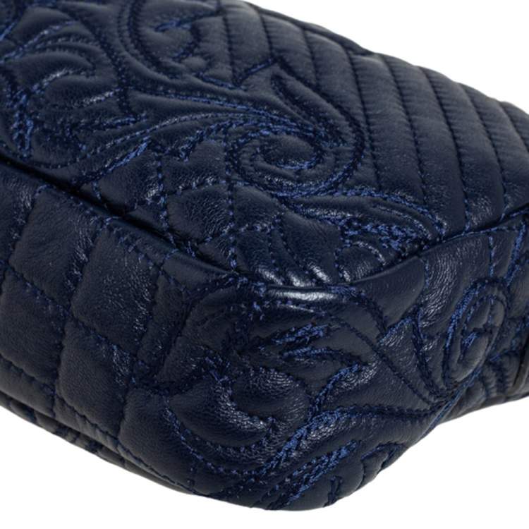 مملوكة مسبقًا Versace Blue Leather Embroidered Vanitas Shoulder bag