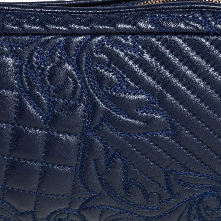 مملوكة مسبقًا Versace Blue Leather Embroidered Vanitas Shoulder bag