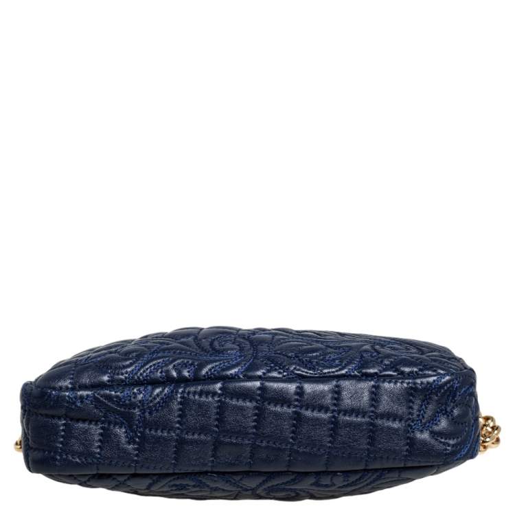 مملوكة مسبقًا Versace Blue Leather Embroidered Vanitas Shoulder bag
