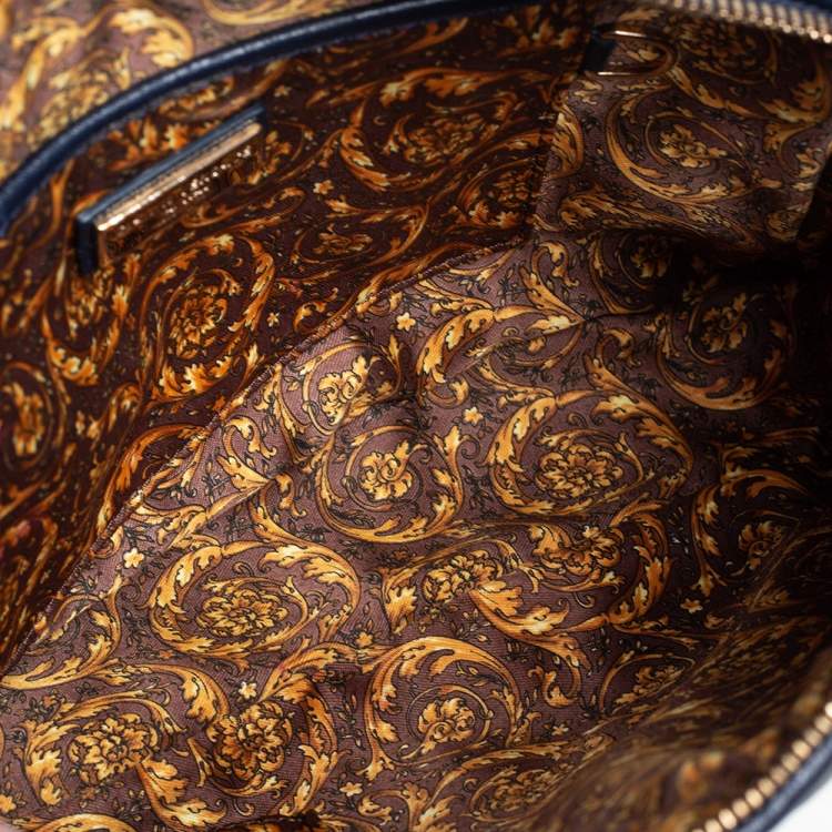 مملوكة مسبقًا Versace Blue Leather Embroidered Vanitas Shoulder bag