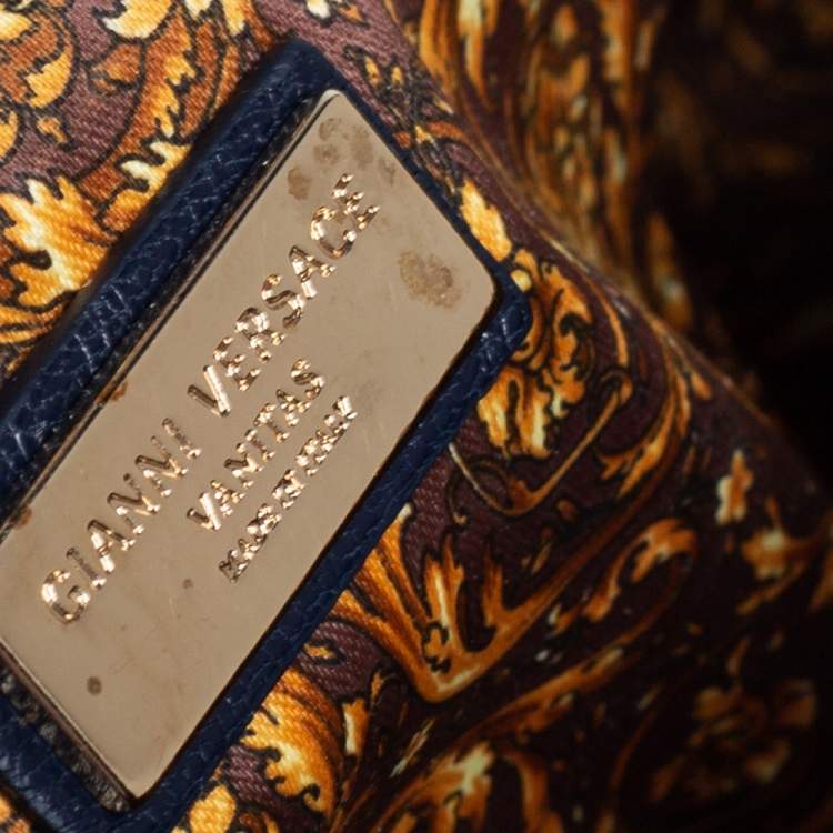 مملوكة مسبقًا Versace Blue Leather Embroidered Vanitas Shoulder bag