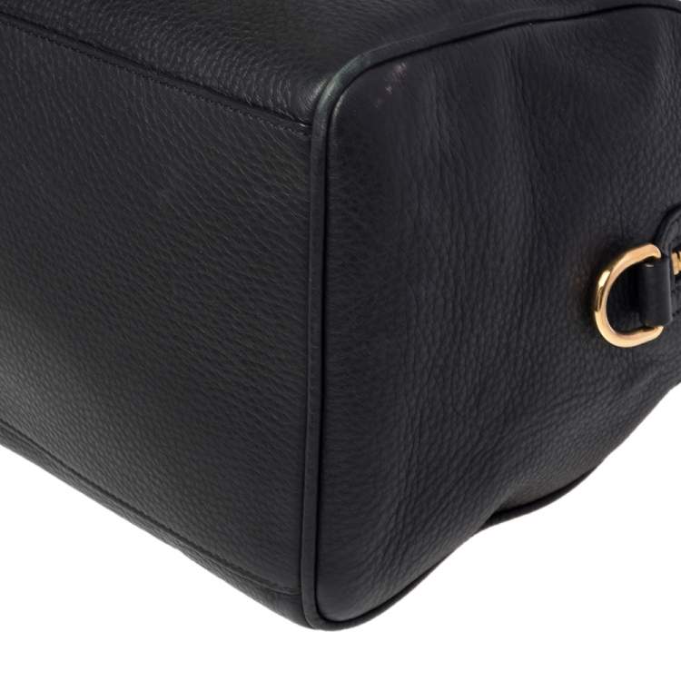 Pre Owned Versace Black Leather Medusa Boston Bag