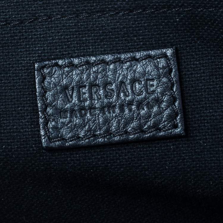 Pre Owned Versace Black Leather Medusa Boston Bag