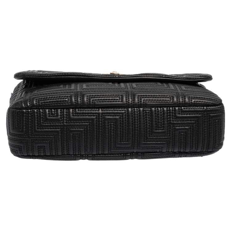 مملوكة مسبقًا Versace Black Leather Medusa Shoulder Bag