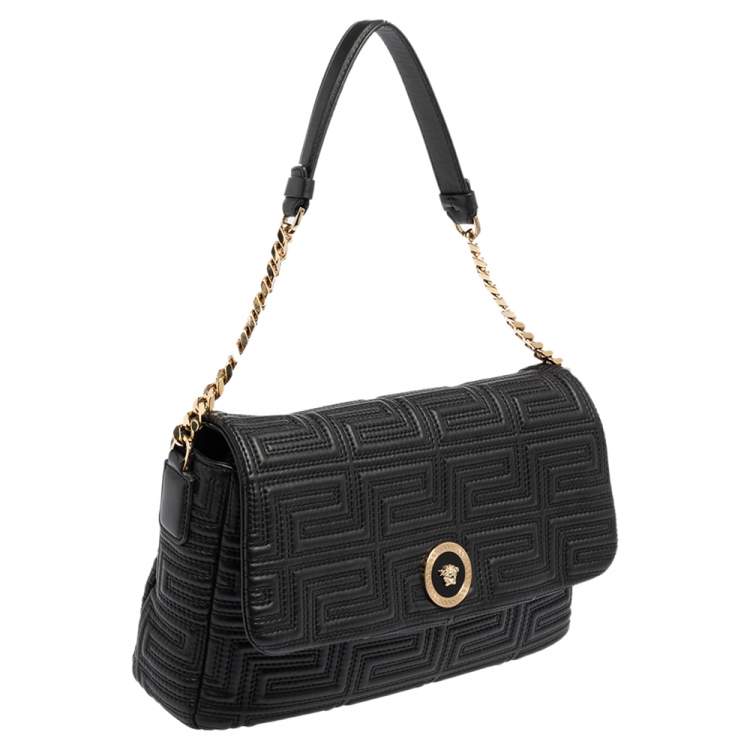مملوكة مسبقًا Versace Black Leather Medusa Shoulder Bag
