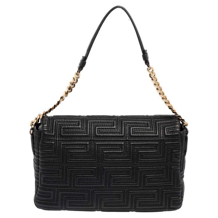 مملوكة مسبقًا Versace Black Leather Medusa Shoulder Bag