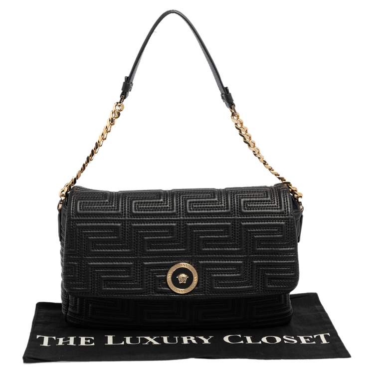 مملوكة مسبقًا Versace Black Leather Medusa Shoulder Bag