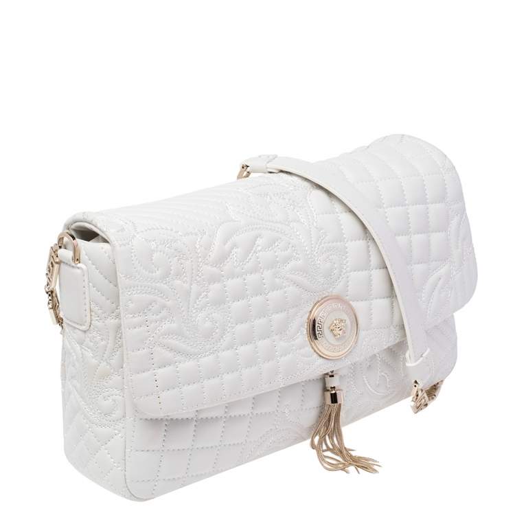 Pre Owned Versace White Leather Vanitas Medea Shoulder Bag