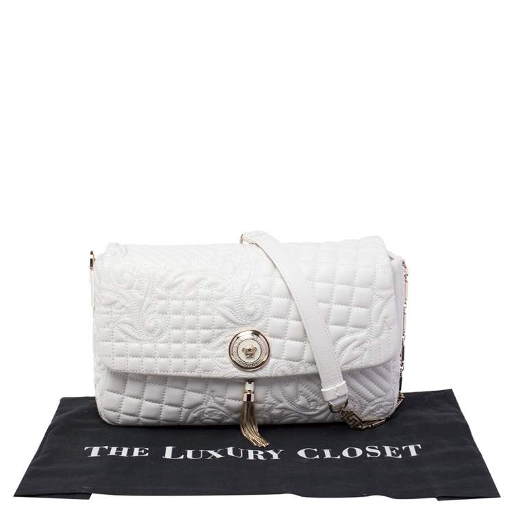 Pre Owned Versace White Leather Vanitas Medea Shoulder Bag