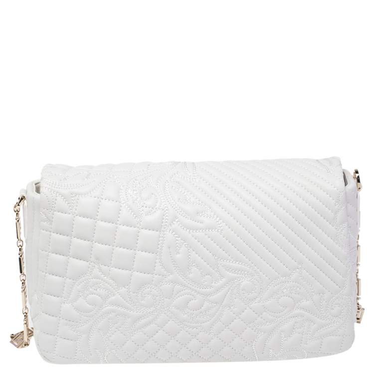 Pre Owned Versace White Leather Vanitas Medea Shoulder Bag