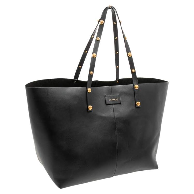 Pre Owned Versace Black Leather Tote