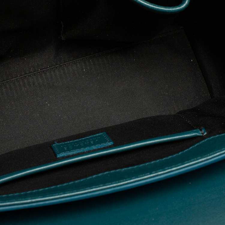Pre Owned Versace Teal Green Leather Small Medusa Medallion Tote