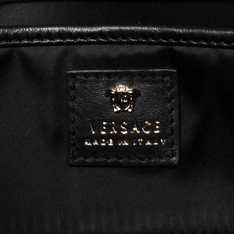 Pre Owned Versace Black Patent Leather Medusa Chain Clutch