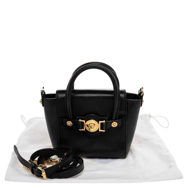 Pre Owned Versace Black Leather Mini Signature Satchel