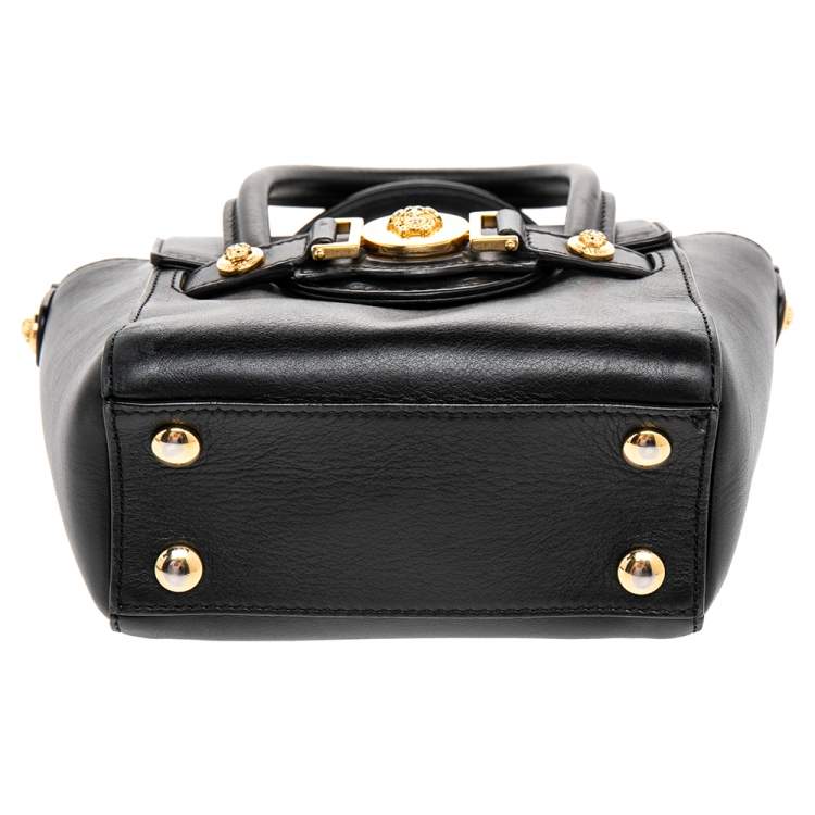 Pre Owned Versace Black Leather Mini Signature Satchel